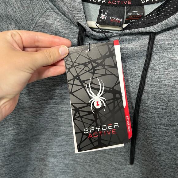 Spyder Active ProWeb Pullover Hoodie NWT Men's Sz L Gray Sweatshirt Athleisure - Picture 3 of 9